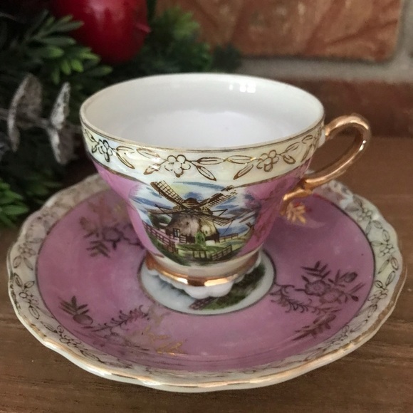 Rare Vintage Victorian Pink Tea Cup Saucer Set - Picture 2 of 7